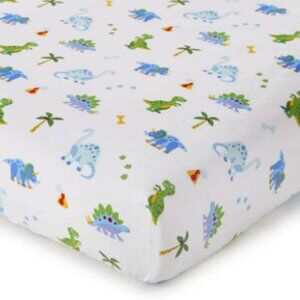 Dinosaur Land 100% Organic Cotton Flannel Fitted Crib Sheet
